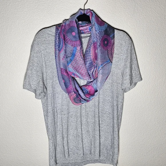 Vibrant Pink & Blue Infinity Scarf, 100% Viscose - Picture 8 of 8
